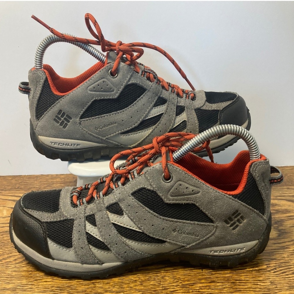 Columbia Redmond Waterproof Techlite Hiking Shoes Gray  Orange Youth 6 EU 38